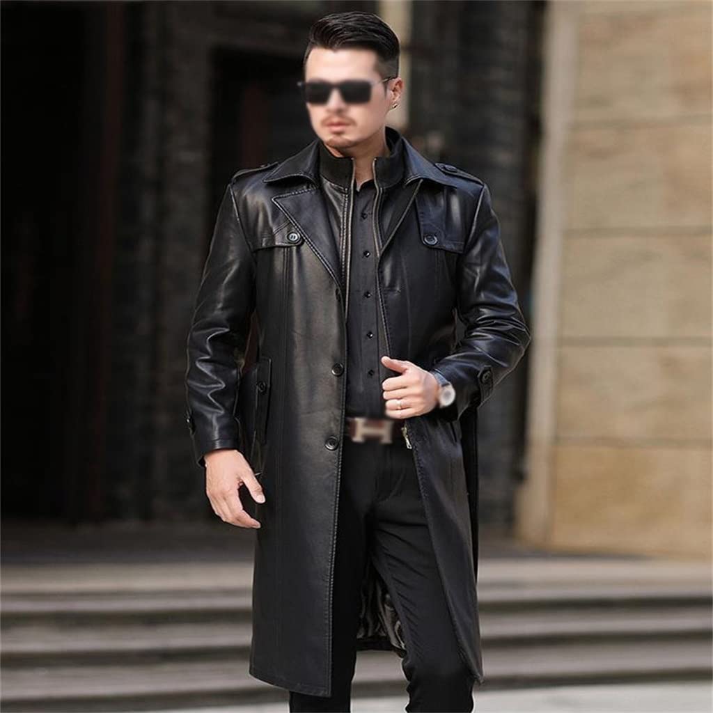 Amazon.co.jp: なし 新到着秋 & 冬リアル レザー厚いトレンチ コート